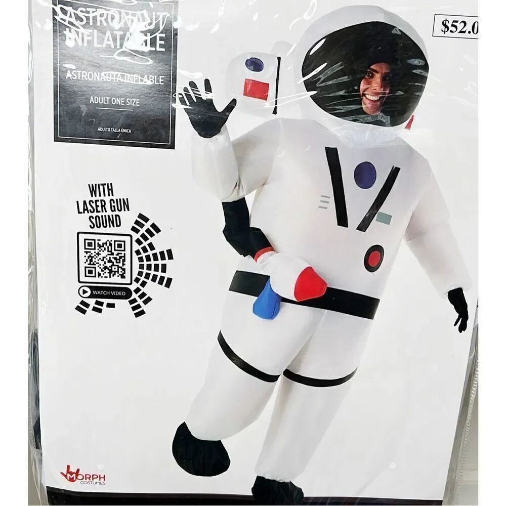 Morph Astronaut Inflatable Costume, Sound Battery Pack & Fan Adult Size New Hall